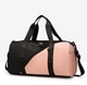 Спортивная женская сумка ЗD Bags Zip на 6 отделений для спортзала компактная Двухцветная 46x22x23 см Черно-пудровая (4756) - изображение 1