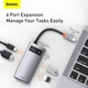 USB-хаб Baseus Metal Gleam Series 4-in-1 Multifunctional Type-C Hub Docking Station Gray (CAHUB-CY0G) [75254] - изображение 5