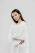 Лляне вишите плаття бохо Lastivka з білою вишивкою S Біле - изображение 5