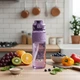 Спортивная бутылка TKK 1000 мл (1 л) - Фиолетовая Tritan BPA-free, ударопрочная эко-бутылка с антискользящим держателем - изображение 7