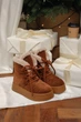 Женские высокие зимние угги PARADIZE SHOES из рыжей замши со шнуровкой и белой меховой опушкой на высокой подошве 36 размер (стелька 23,4 см) - изображение 1