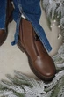 Жіночі зимові шкіряні темно-коричневі черевики PARADIZE SHOES з боковою блискавкою та декоративною пряжкою спереду на високій підошві 36 розмір (устілка 23 см) - зображення 5
