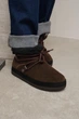 Женские короткие зимние угги PARADIZE SHOES из темно-коричневой замши со шнуровкой и меховой опушкой на низкой подошве 39 размер (стелька 25,5 см) - изображение 5