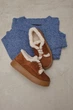Женские короткие зимние угги PARADIZE SHOES из рыжей замши со шнуровкой и белой меховой опушкой на высокой подошве 36 размер (стелька 23,4 см) - изображение 2