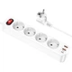 Мережевий фільтр Hoco NS1 4000W з 4 розетками та 3 USB портами для заряджання пристроїв з довгим шнуром 1.8м - зображення 1