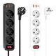 Мережевий фільтр Hoco NS1 4000W з 4 розетками та 3 USB портами для заряджання пристроїв з довгим шнуром 1.8м - зображення 4