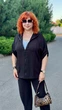 Летний брючный женский костюм с капюшоном больших размеров из легкой ткани Черный, 52/54 - изображение 5