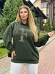 Трикотажная женская кофта худи з капюшоном для полных женщин спортивная с принтом Хаки, 60/62 - изображение 6