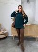 Тепла жіноча кофта худі на флісі з капюшоном для повних жінок Зелений, 64/66 - зображення 3