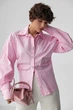 Классическая однотонная рубашка с элегантными пуговицами Lurex Розовый One Size (25052) - изображение 5