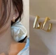 Серьги женские пусеты/гвоздики квадратные золотистые - изображение 1