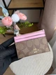Картхолдер ключниця рожева coach маленький гаманець візитниця натуральна шкіра + подарункове пакування - зображення 5