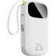 Павербанк Baseus 20000mAh 22.5W Павербанк Baseus EnerFill FC31 QPow 3 зі швидкою зарядкою, Портативний зовнішній акумулятор, порти USB/Type-C, LED-дисплей, 2 вбудовані кабелі Type-C/Lightning (P10082107213) Білий - зображення 2
