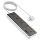 Мережевий зарядний пристрій Подовжувач з USB HOCO AC14A Rico 5x220VEU+3хUSBх18W+Type-Cх30W 2500W PD/QC 3A/30W 1,5 м Чорний з білим - зображення 4