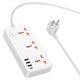 Сетевое зарядное устройство Удлинитель с USB HOCO AC8A 3x220VEU+3хUSBх18W +Type-Cх3A/30W PD/QC 1,5 м Чёрный с белым - изображение 7