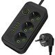 Удлинитель на 3 розетки, сетевой фильтр Power Socket с USB-C, 1.8 метра, Черный - изображение 1
