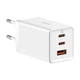 Зарядное Устройство Baseus GaN5 Pro 65W (2Type-С+USB) white + Кабель Type-C-Type-C 100W (1m) (CCGP120202) - изображение 2