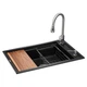 Мийка кухонна GRANADO Basic Artes black shine (+ змішувач Campo LUX inox + дозатор Redondo inox + коши (ksg1101) - зображення 1