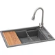 Мойка кухонная GRANADO Basic Artes grafito (+ змішувач Campo LUX inox + дозатор Redondo inox + кошик + (ksg1109) - изображение 1