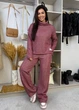 Жіночий костюм брючний з люрексом: туніка oversize та прямі брюки Innoe 210366-5, р. 48/50 Бордовий - изображение 2