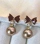 Сережки деликатные подвески Бантики jewelry Коричневые - изображение 4