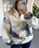 Світшот жіночий вільного крою на флісі One size Біло-блакитний 5004 - зображення 3