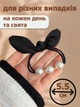 Бант резинка гумка для волосся чорний Fashion модний красивий намистини перли набір бантики на зачіску ідеальний пучок дівчатам жінкам атласний маленький 2 шт - зображення 2