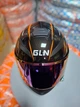 Мото шлем интеграл G-Lion чёрный с оранжевыми неоновыми вставками, размер XL, с визором и перчатками - изображение 5