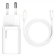 Зарядное устройство Baseus Super Si 1C 20W With Simple Wisdom Data Cable Type-C/iP White (TZCCSUP-B02) Baseus TZCCSUP-B02 925323 - изображение 6