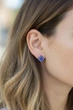 Серебряные серьги 925 пробы в стиле Van Cleef (Ван Клиф) клевер с синими камушками (ЛПЧ-4021) - изображение 4