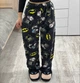 Пижамные плюшевые штаны с принтом Hello Kitty & Batman Черные | Домашние флисовые штаны для сна и отдыха M-L - изображение 1