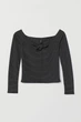 Топ с длинным рукавом H&M 6815618 XS Черный (2030000230952) - изображение 1