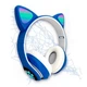 Наушники беспроводные Cat Ear VZV-24M Bluetooth с разноцветной LED подсветкой и кошачьими ушками Синие - изображение 3