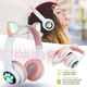 Наушники беспроводные Cat Ear VZV-24M Bluetooth с разноцветной LED подсветкой и кошачьими ушками Розовые - изображение 5