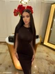 Жіноча еластична максі сукня з коротким рукавом Uaclothes 44-46 Коричневий (like36539-169651357) - изображение 4