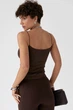 Однотонная майка на тонких бретелях цвет коричневый размер ONE SIZE FL_002975 - изображение 2