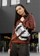 Большая женская поясная сумка бананка Sambag DynamicDart принт "Square" 38×21×7 см (80411150) - изображение 1