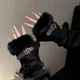 Митенки готический стиль тёплые с мехом чёрные one size (MG01) - изображение 1