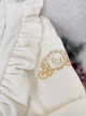 Женский халат Family Tradition трикотажный велюр с оборками и вышивкой 4XL айвори Госпожа - изображение 2