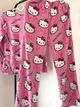 Мягкая плюшевая пижама Hello Kitty розовая – теплый флисовый комплект унисекс с длинным рукавом для сна и дома с Хелло Китти Штаны+Кофта M-L Розовый - изображение 3