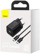 Зарядний пристрій Baseus Super Si Quick Charger 25W з кабелем Type-C 3A чорний - зображення 3