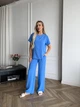 Жіночий літній прогулянковий костюм із крепу футболка і брюки Uaclothes 50-52 Синій (like33393-136061358) - изображение 1