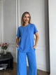 Жіночий літній прогулянковий костюм із крепу футболка і брюки Uaclothes 50-52 Синій (like33393-136061358) - изображение 2