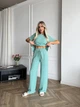 Жіночий літній прогулянковий костюм із крепу футболка і брюки Uaclothes 46-48 Ментоловий (like33392-136051350) - изображение 2