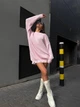 Вязаный свитер свободного кроя Оne size 42-48 Розовый 1010 - изображение 8