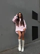 Вязаный свитер свободного кроя Оne size 42-48 Розовый 1010 - изображение 9