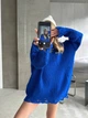 В'язаний светр вільного крою Оne size 42-48 Синій 1010 - зображення 3