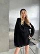 Вязаный свитер свободного кроя Оne size 42-48 Черный 1010 - изображение 1