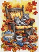 Набор для вышивания по нанесенному на канву рисунку "Cats on a chair". AIDA 16CT, 30*40 см. - изображение 1