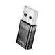 Адаптер USB A на USB C Hoco UA36C чорний для заряджання та передачі даних 5V 2A 3A з підсвічуванням та текстурою - зображення 2
